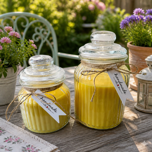 Citronella Duftkerze im Glas | Handgemachte Sommerkerze in verschiedenen Größen